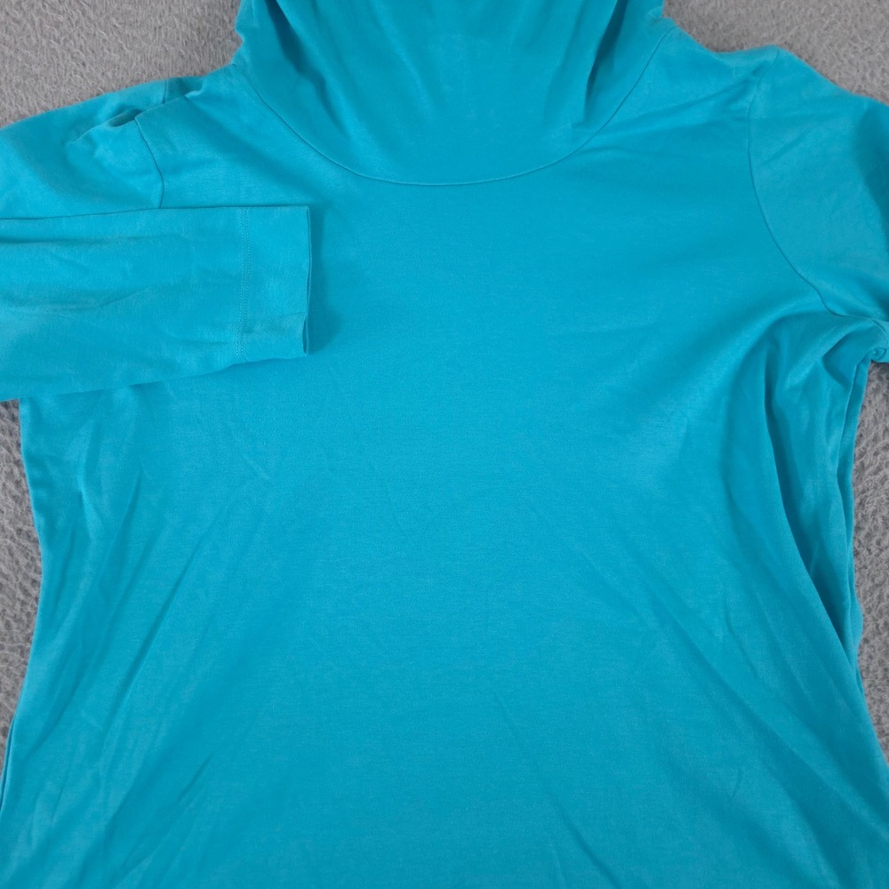 L.L. Bean Top Womens XL Petite Blue Supima Cotton Cowl Neck Long Sleeve Pullover